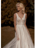 Ivory Tassel Glitter Tulle Trendy Wedding Dress